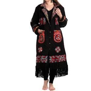 NEW STANDAWT merino wool coat in black/yellow/orange